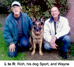 Rich, his dog Sport and Wayne